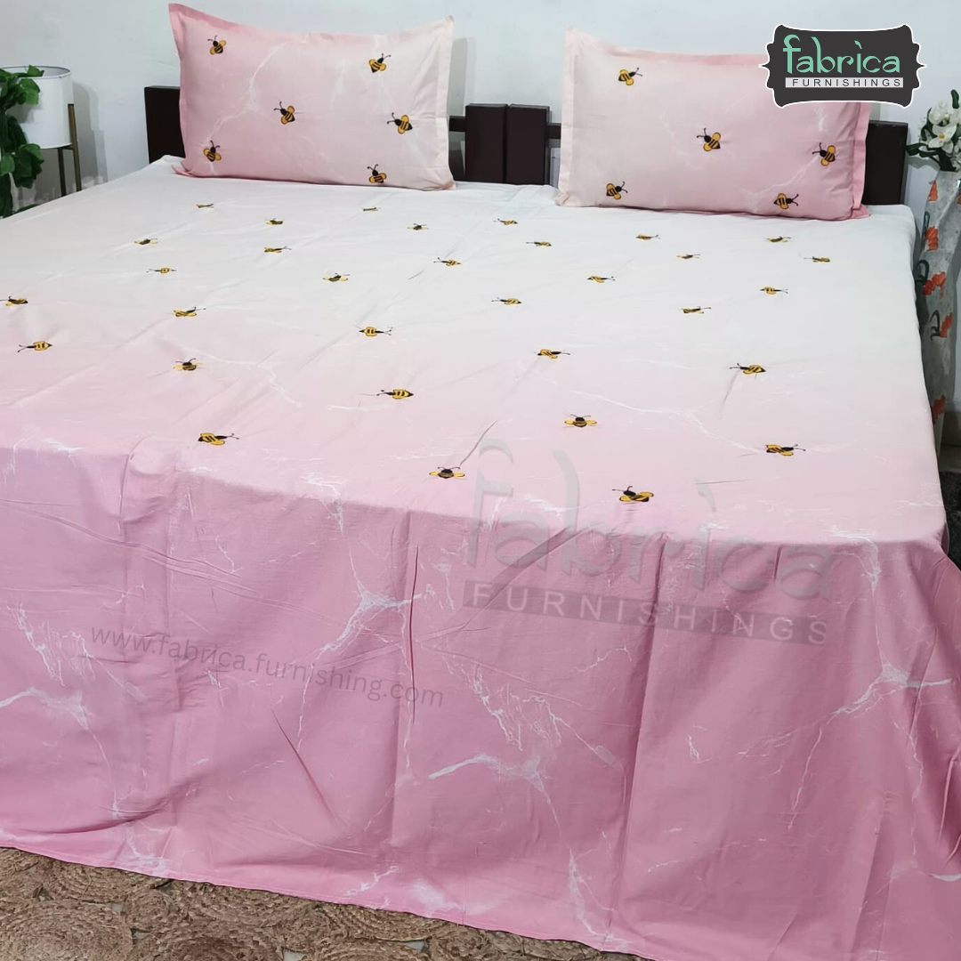 Floral Bloom Embroidered King Size Pure Cotton Bedsheet Set