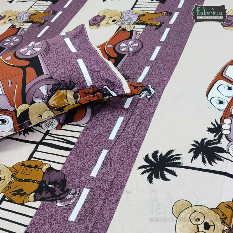 Fabby Home cartoon Print Cotton Double Bedsheet
