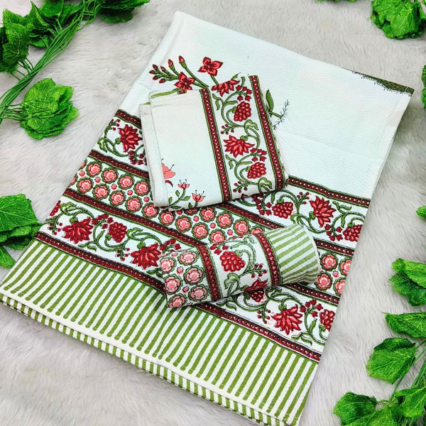 Waffle Handblock Printed Pure Cotton Bath & Hand Towels