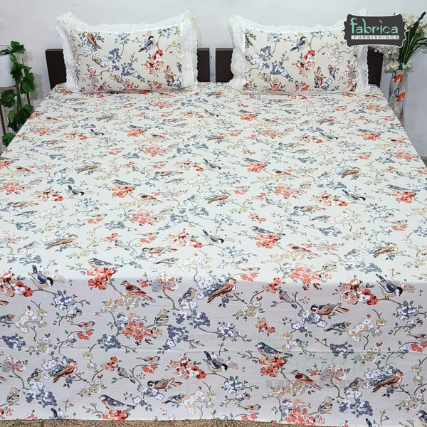 Traditional Anokhi Prints Pure Cotton King Size Lacework  Bedsheet