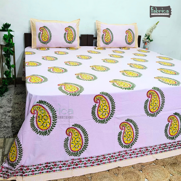 Fab Nazakhat Pure Cotton Handblock Super Kingsize Bedsheet