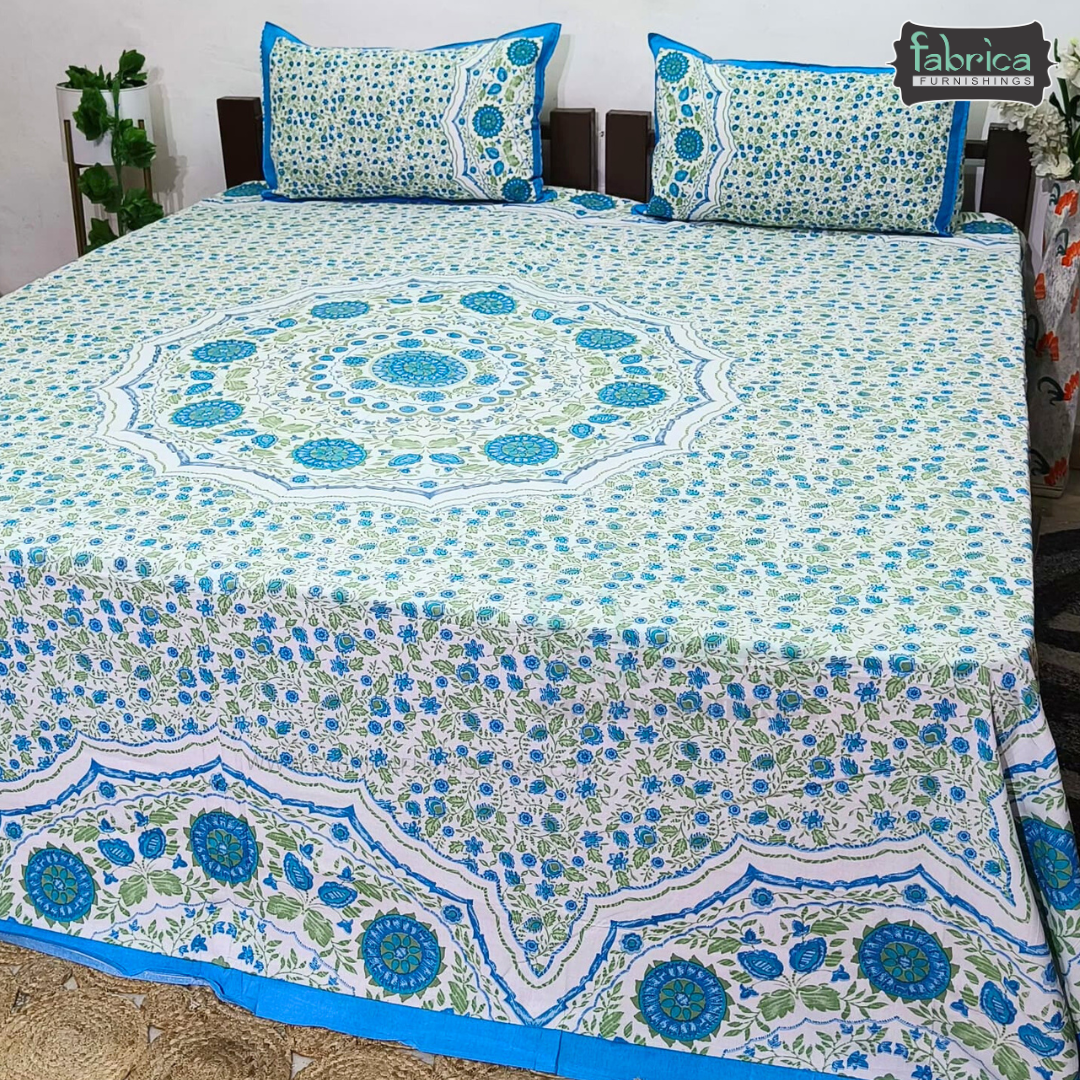 Gulmohar Printed Premium Pure Cotton King size Bed Sheets