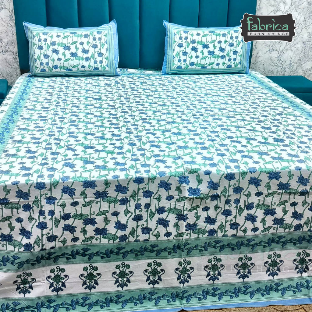 Gulnaar Printed Pure Cotton king size Bedsheet Set