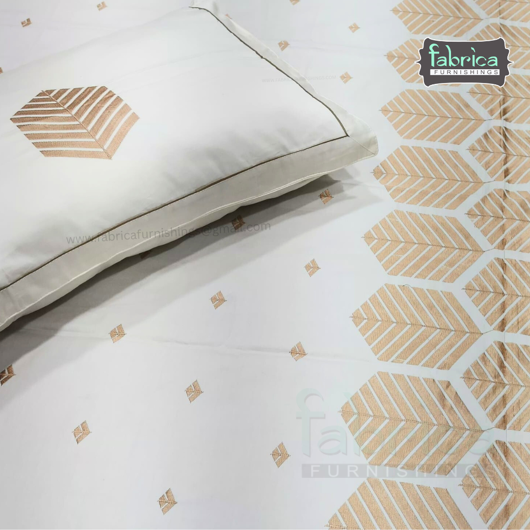 Artistic Thread Work Pure Cotton King Size Embroidered Bedsheet