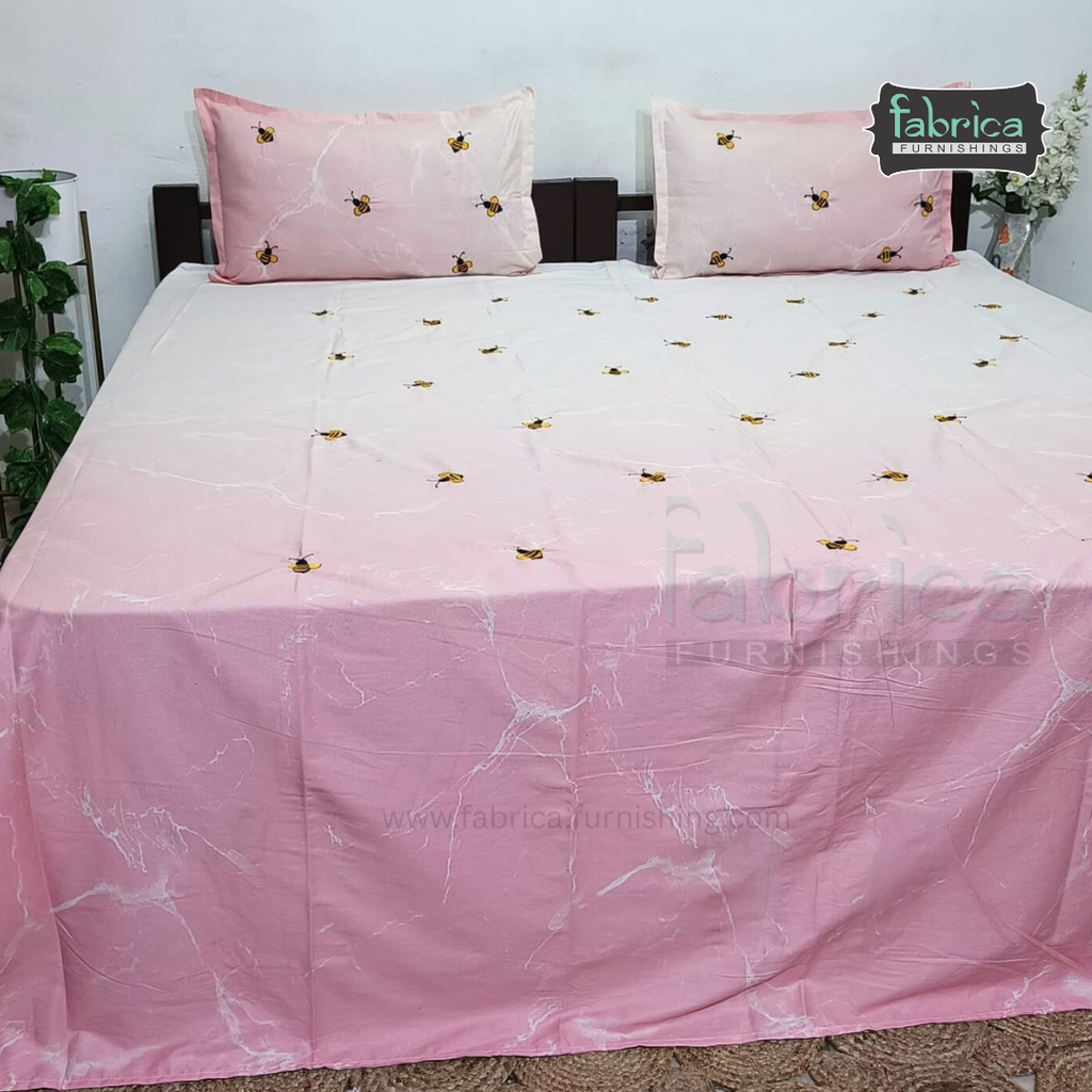 Floral Bloom Embroidered King Size Pure Cotton Bedsheet Set