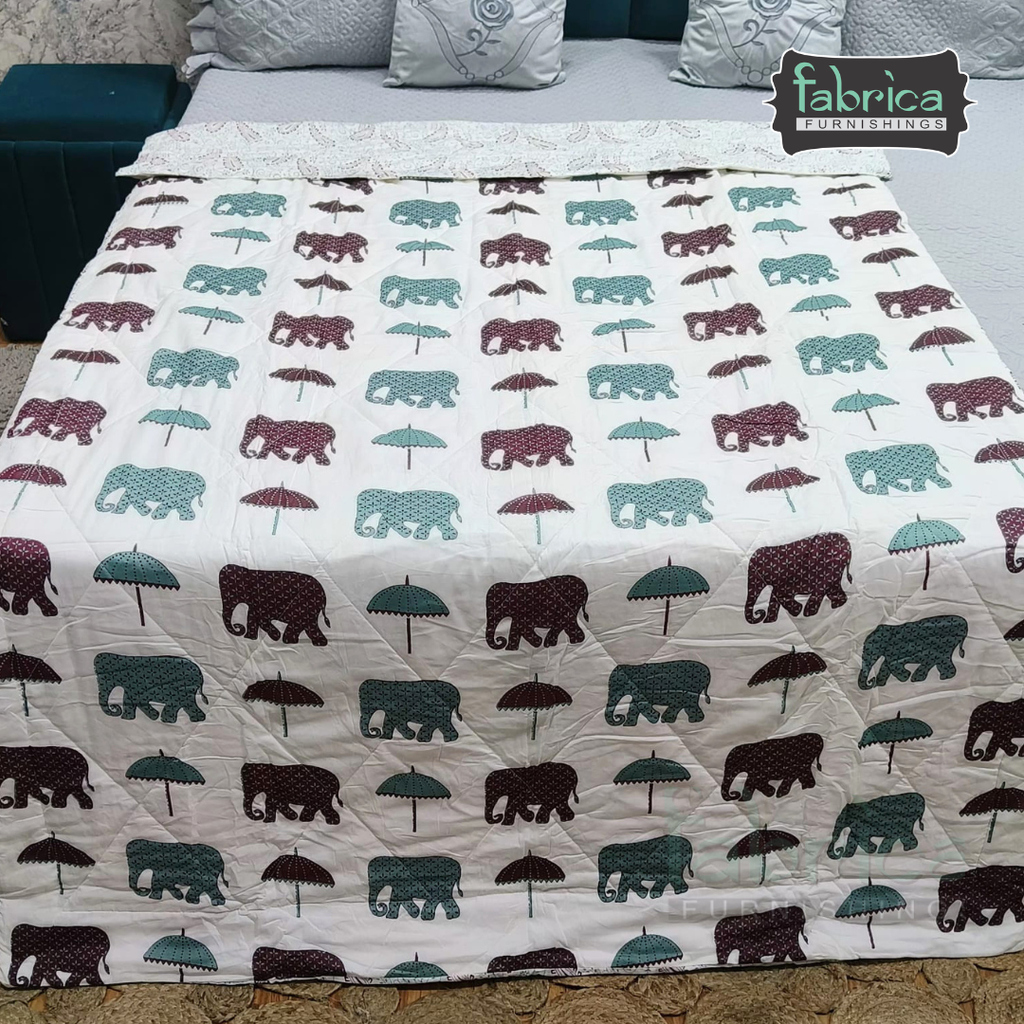 Mughal Nazakat Handblock Printed Single Bed Pure Cotton Ac Quilt