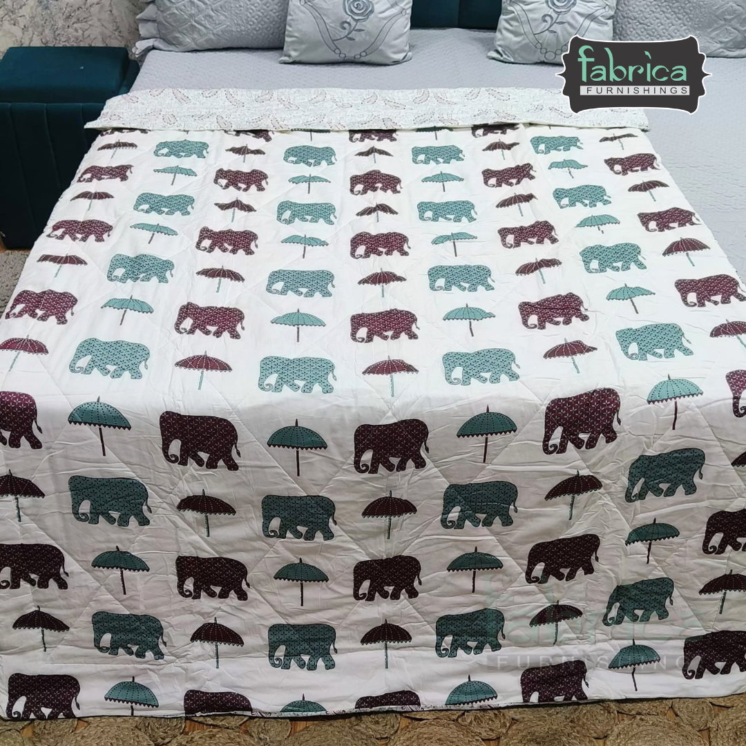Mughal Nazakat Handblock Printed Single Bed Pure Cotton Ac Quilt