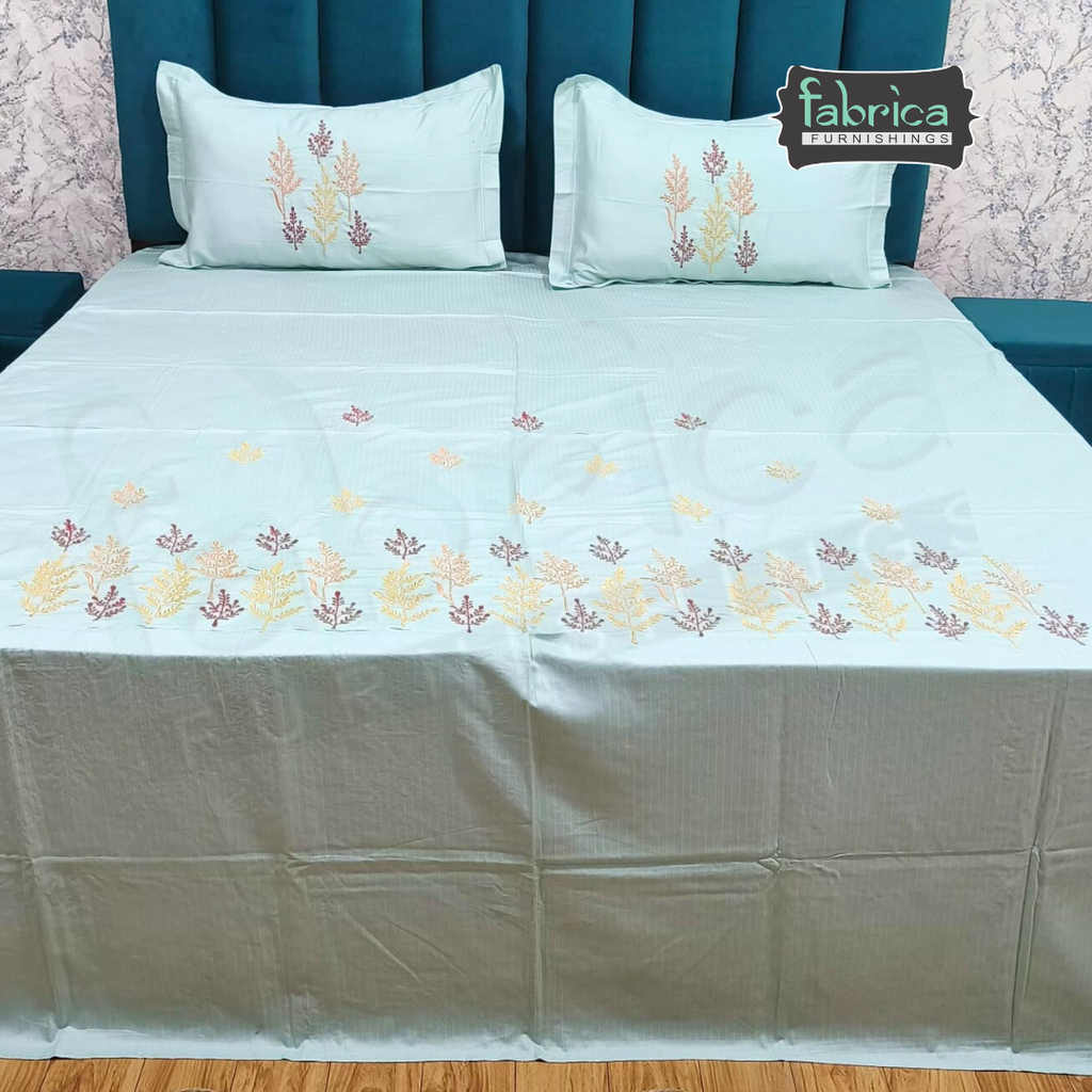 Kasturi Designer Pure Cotton Embroidered king Size Bedsheet
