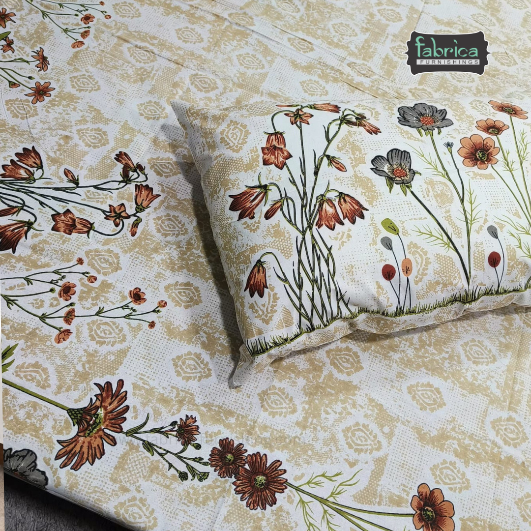 Gulabi nagari printed pure cotton king size bedsheet