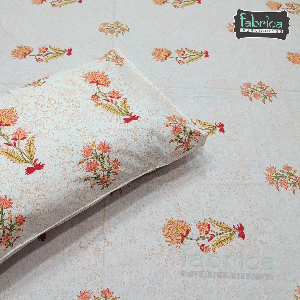 Percale Cotton Hand block Printed Super King-size Bedsheet