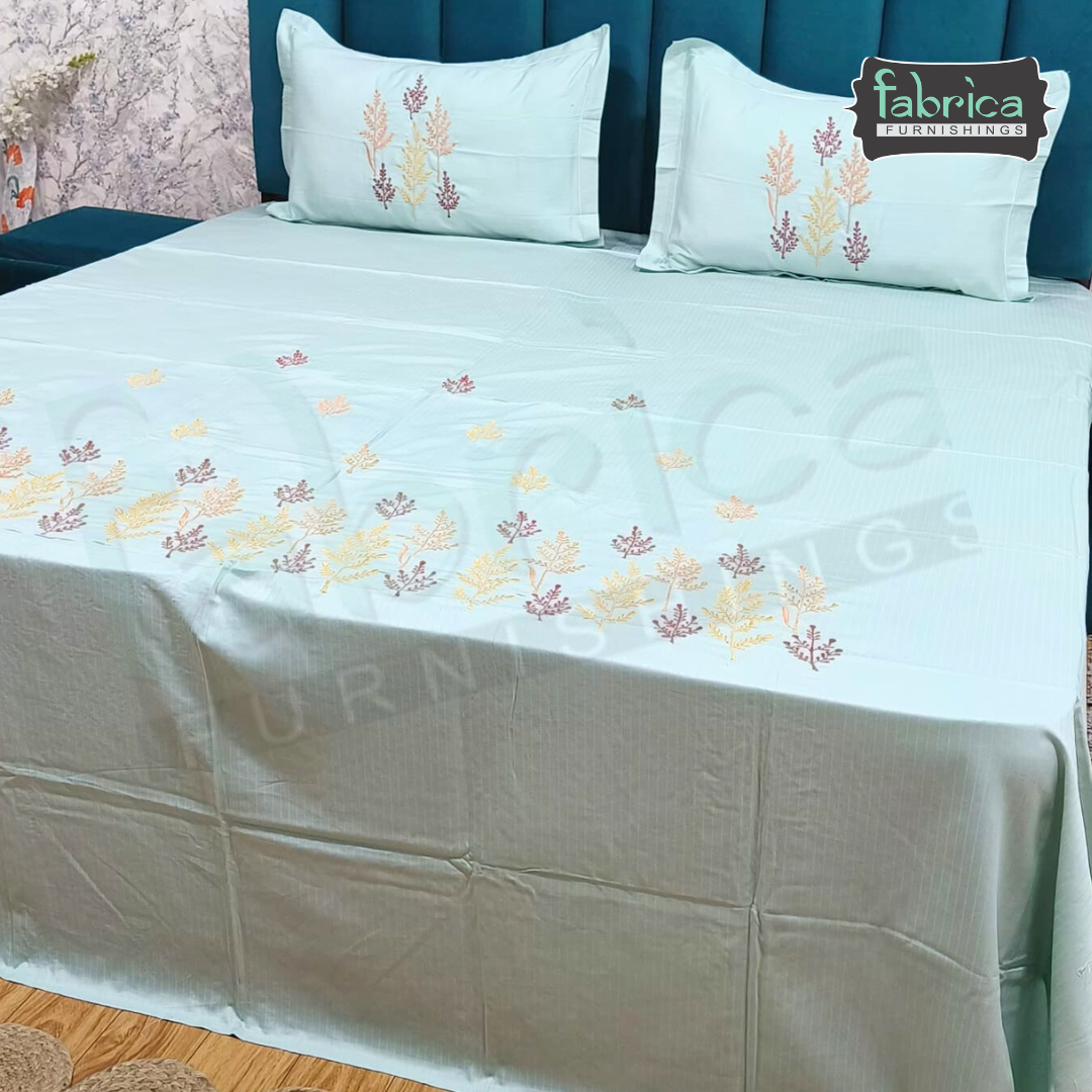 Kasturi Designer Pure Cotton Embroidered king Size Bedsheet