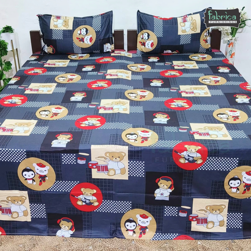 Fabby Home cartoon Print Cotton Double Bedsheet
