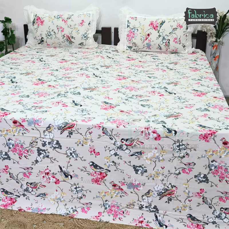 Traditional Anokhi Prints Pure Cotton King Size Lacework  Bedsheet