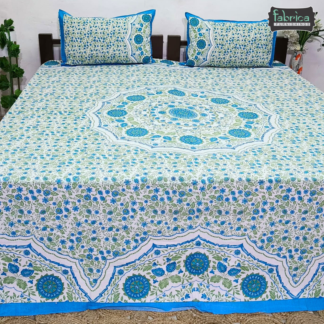 Gulmohar Printed Premium Pure Cotton King size Bed Sheets