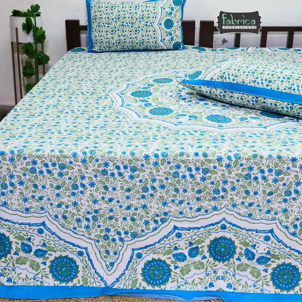 Gulmohar Printed Premium Pure Cotton King size Bed Sheets