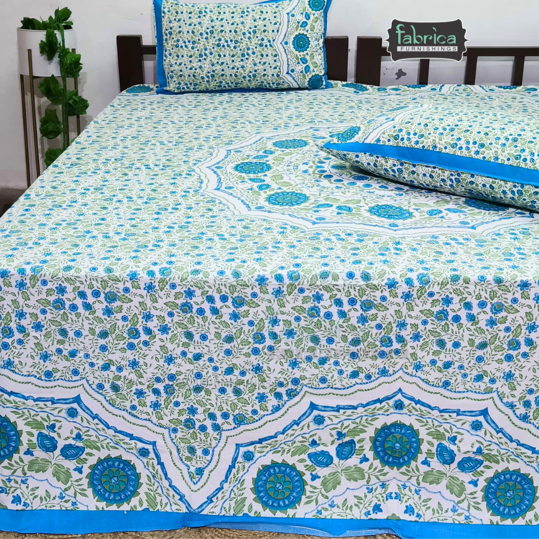Gulmohar Printed Premium Pure Cotton King size Bed Sheets
