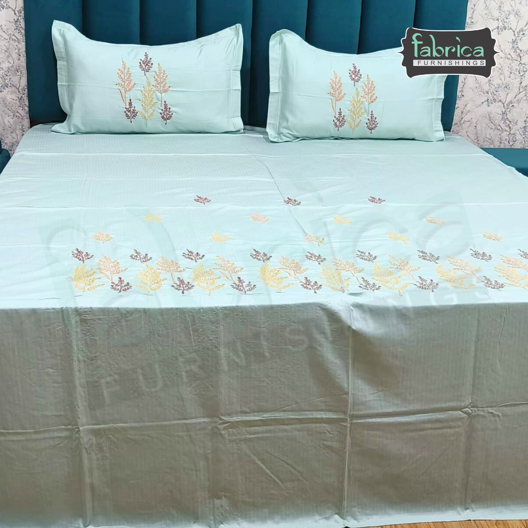 Kasturi Designer Pure Cotton Embroidered king Size Bedsheet