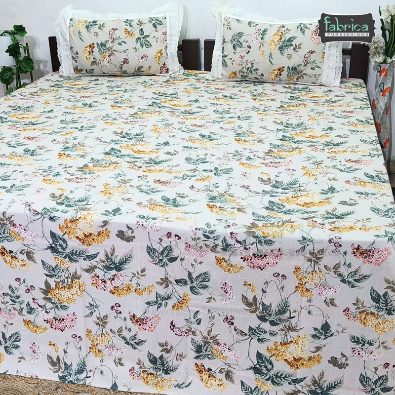 Traditional Anokhi Prints Pure Cotton King Size Lacework  Bedsheet