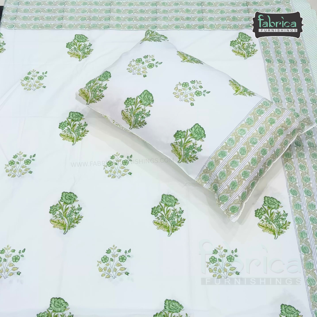 Percale Cotton Hand block Printed Super King-size Bedsheet