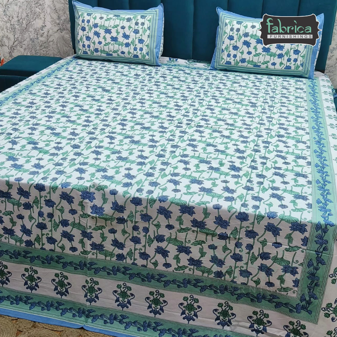 Gulnaar Printed Pure Cotton king size Bedsheet Set