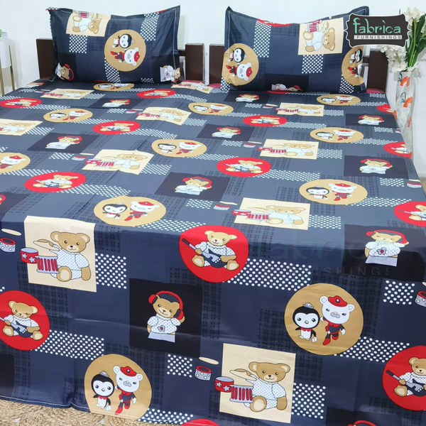 Fabby Home cartoon Print Cotton Double Bedsheet