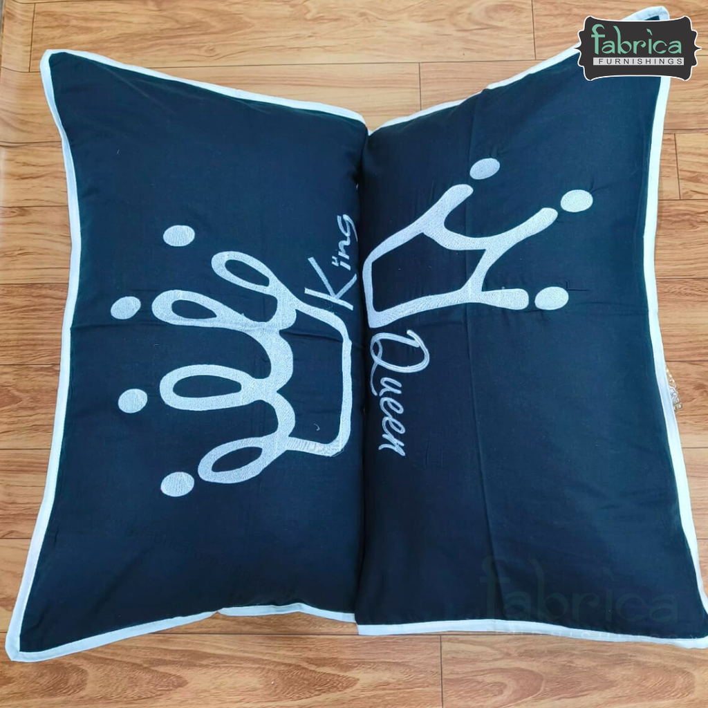 Soulmates Embroidered Pure Cotton Pillow Covers Only