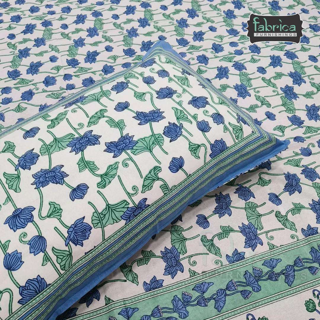Gulnaar Printed Pure Cotton king size Bedsheet Set