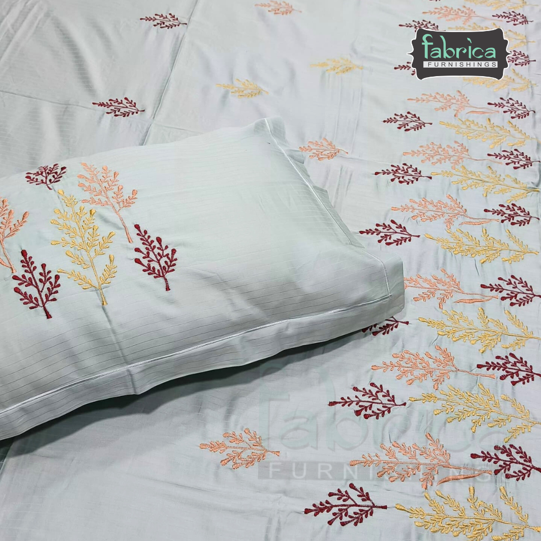 Kasturi Designer Pure Cotton Embroidered king Size Bedsheet
