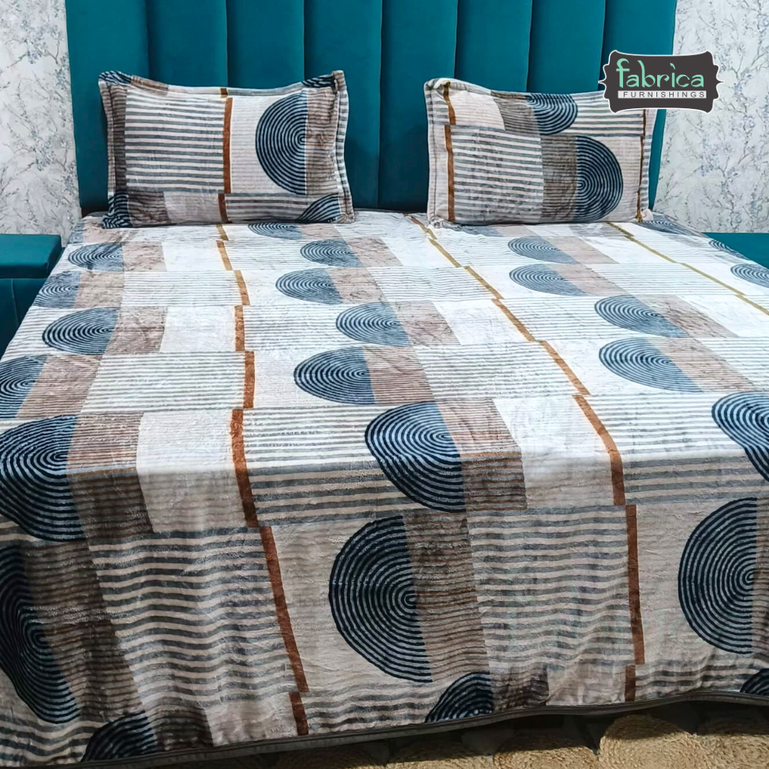 Iris Printed Premium Super King Size Woolen Bedsheet Set