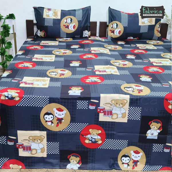 Fabby Home cartoon Print Cotton Double Bedsheet