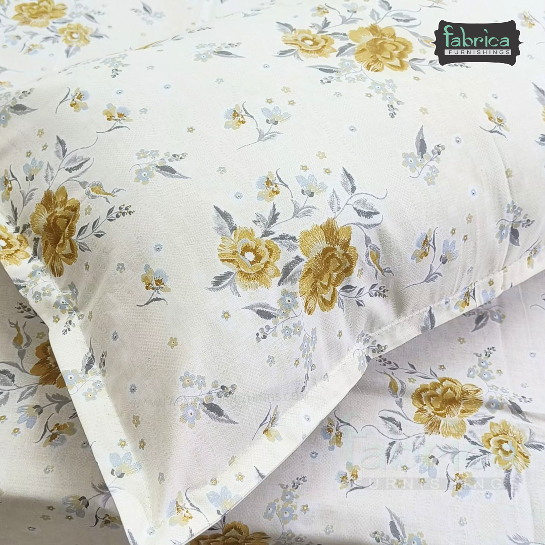 Petal Paradise Queen Size Pure Cotton Printed Bedsheet