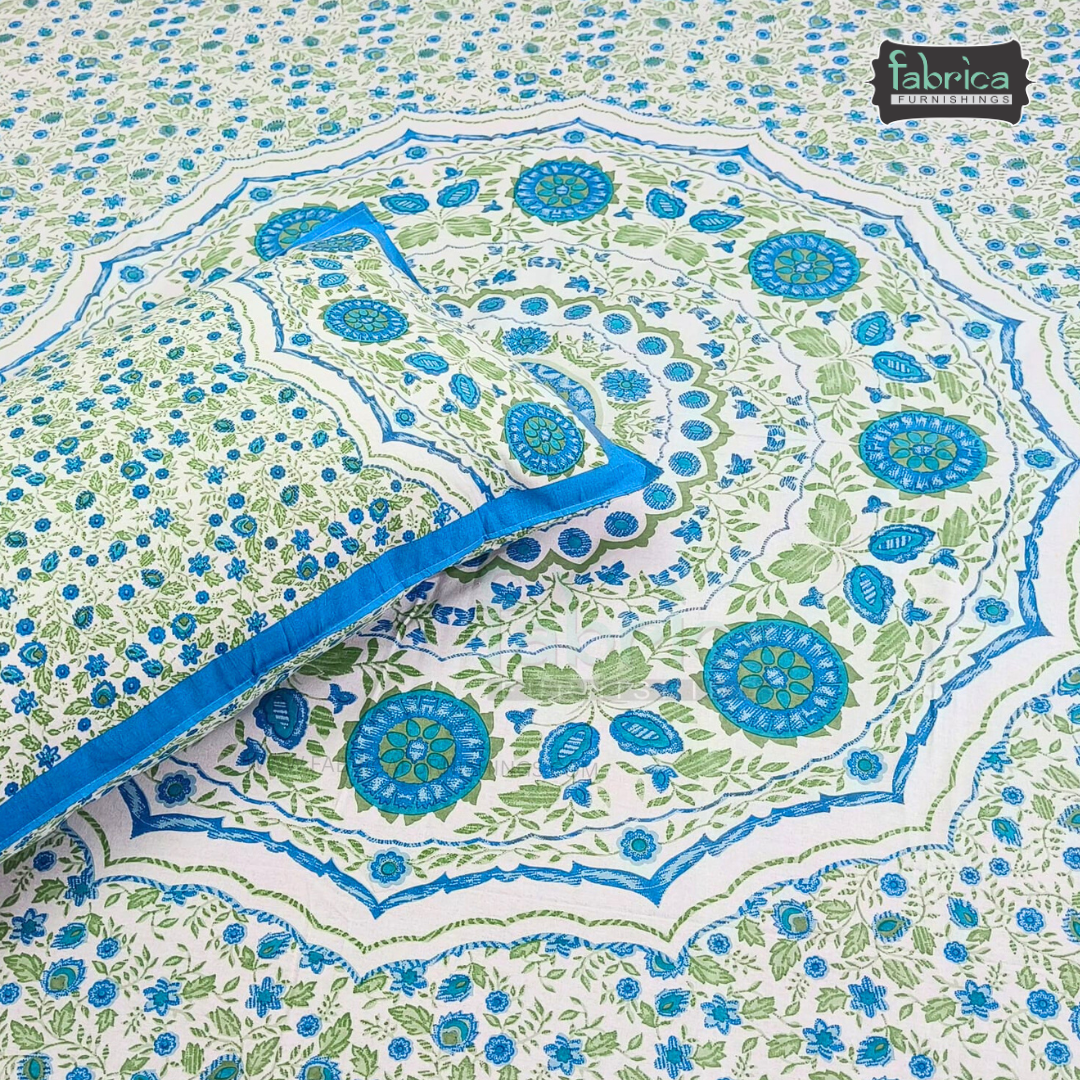 Gulmohar Printed Premium Pure Cotton King size Bed Sheets