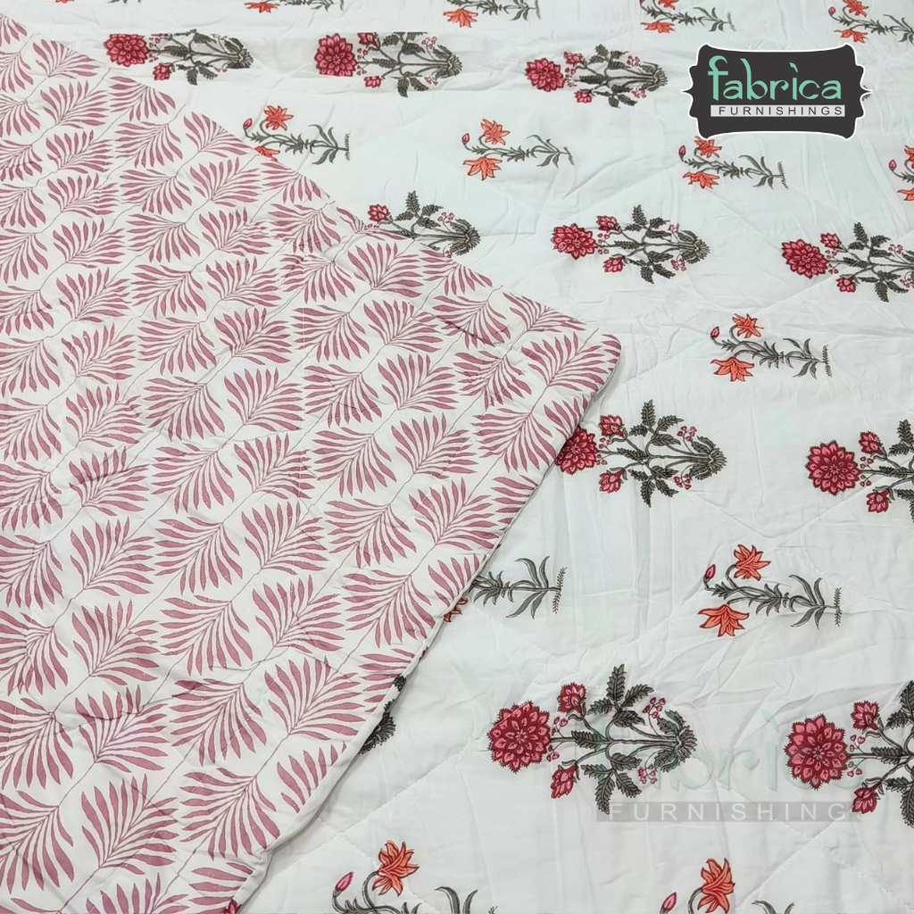 Mughal Nazakat Handblock Printed Single Bed Pure Cotton Ac Quilt