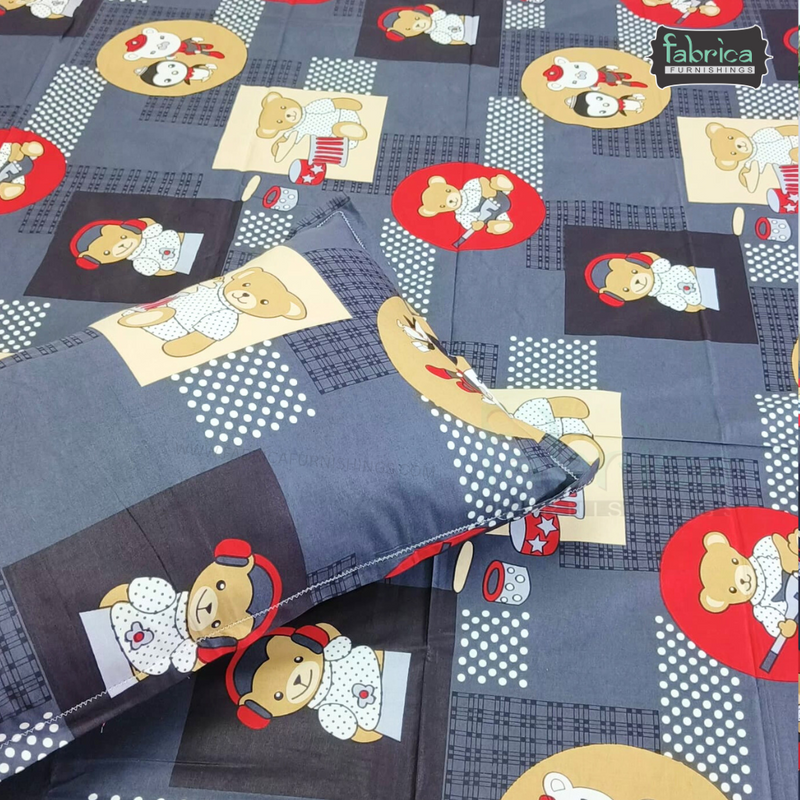 Fabby Home cartoon Print Cotton Double Bedsheet