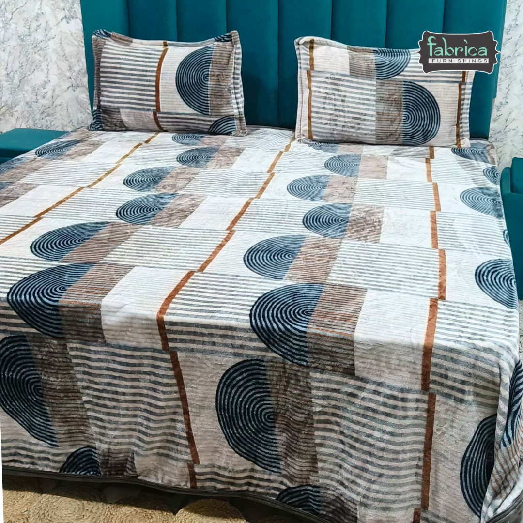 Iris Printed Premium Super King Size Woolen Bedsheet Set