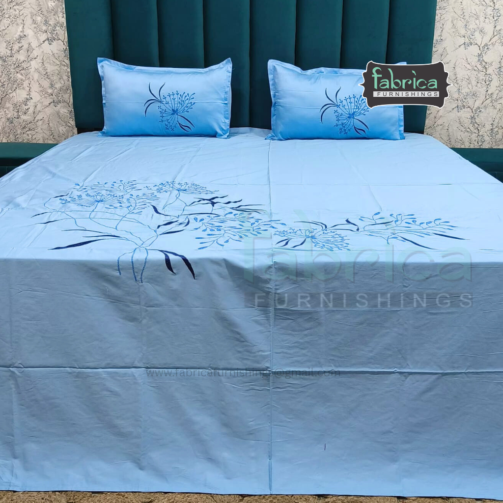 Fabby Home Decor Designer Kingsize Embroidered Bedsheet