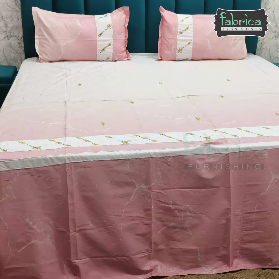 Shahi karigari Pure Cotton Designer Kingsize Embroidered Bedsheet
