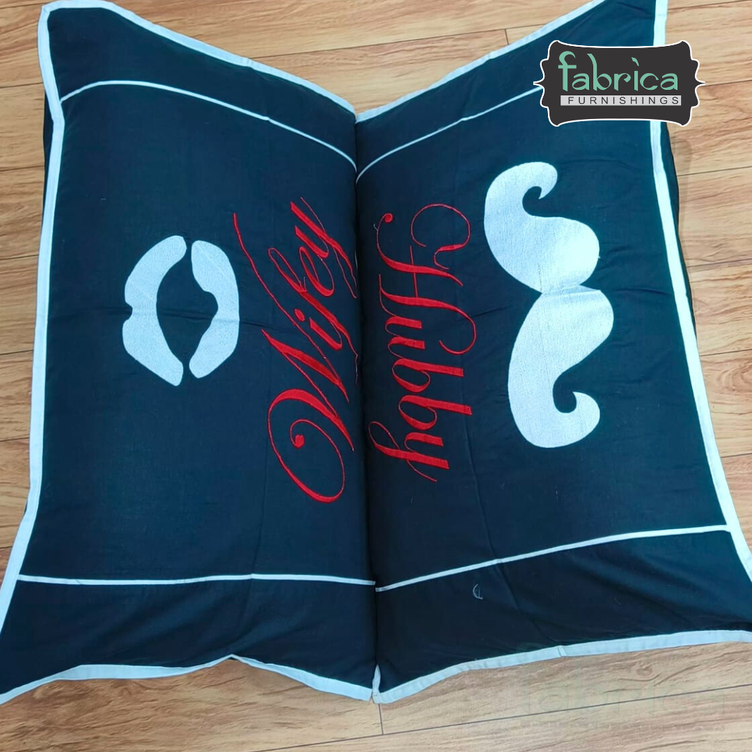 Soulmates Embroidered Pure Cotton Pillow Covers Only