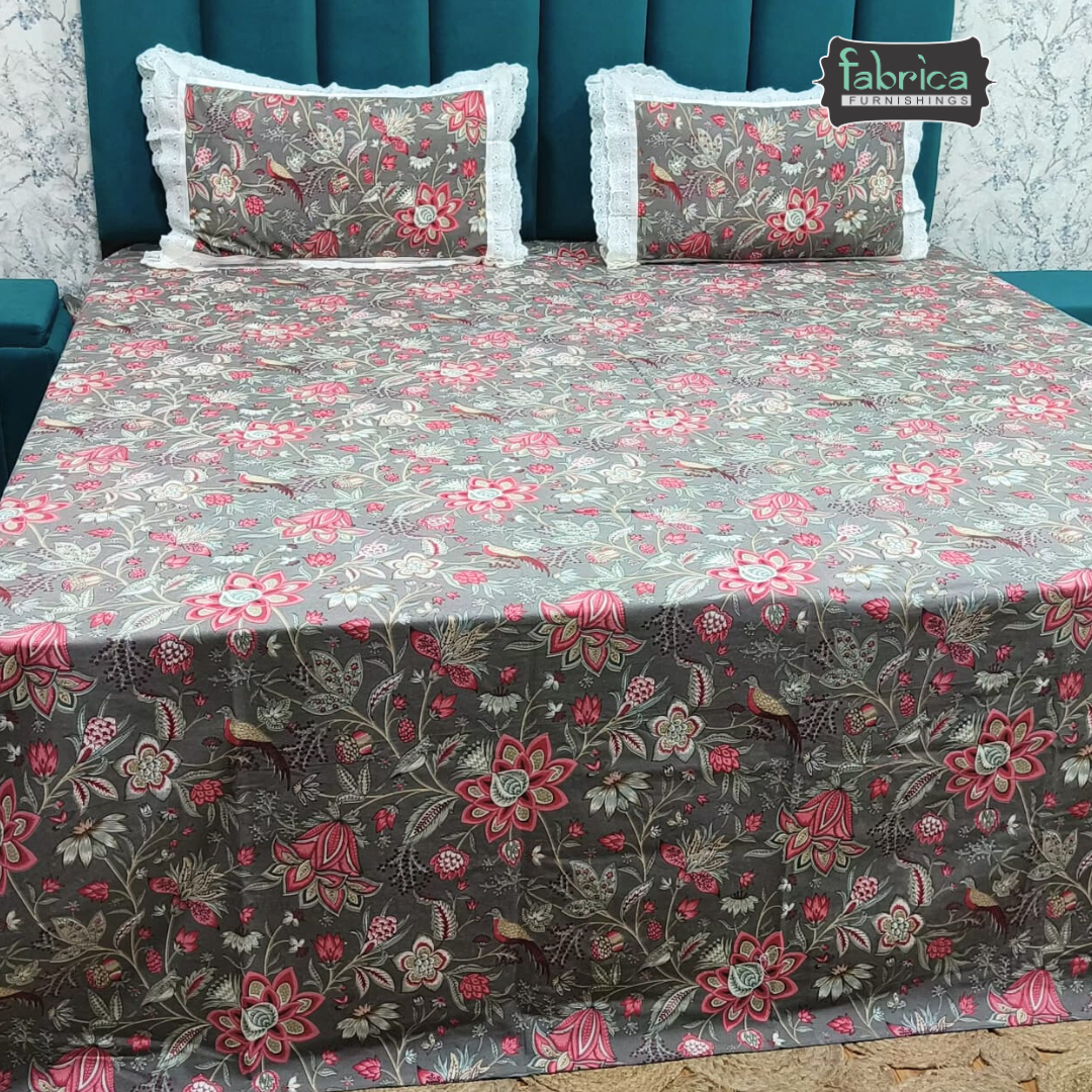 Traditional Anokhi Prints Pure Cotton King Size Lacework  Bedsheet