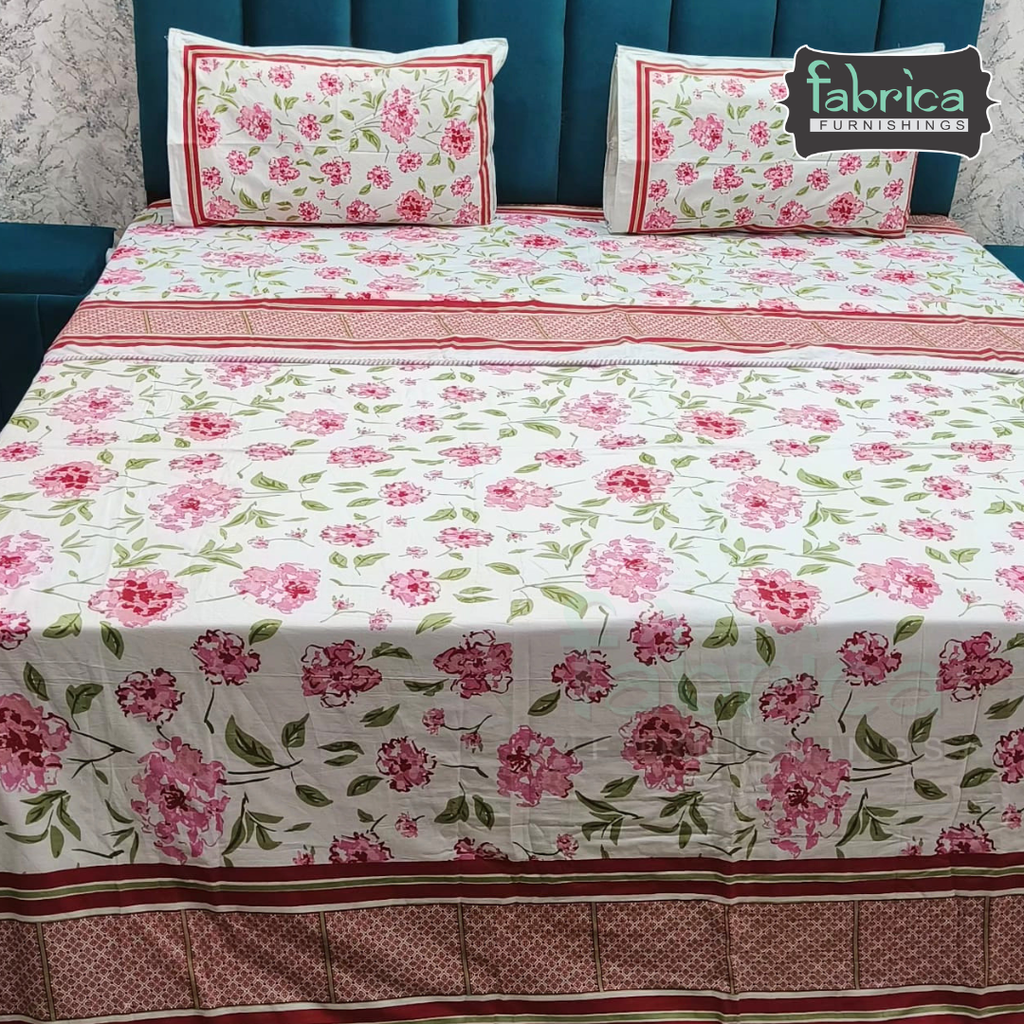 Discharge Printed Pure cotton King Size 4 pcs Bedding Set