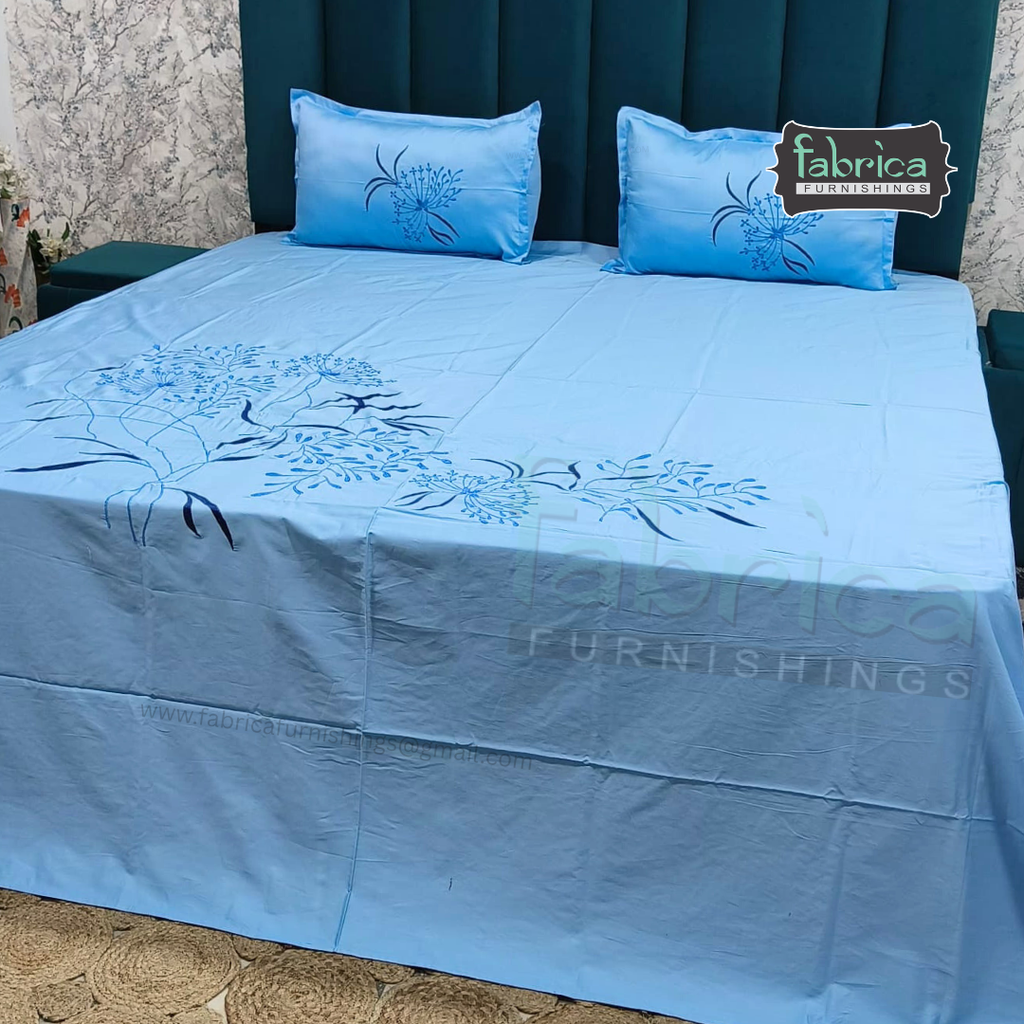 Fabby Home Decor Designer Kingsize Embroidered Bedsheet