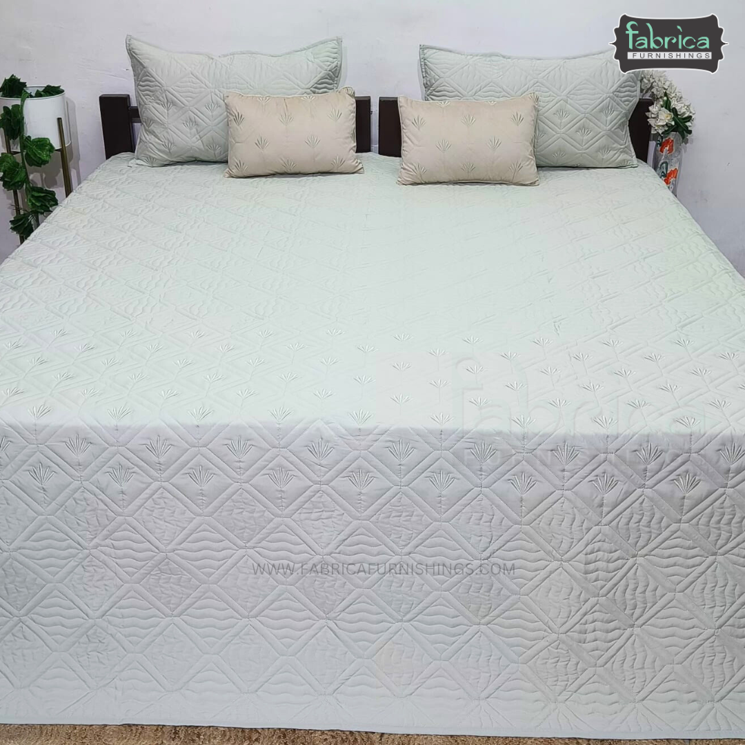 Monarch Quilted Embroidered 5 Piece Bedding Set