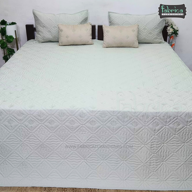 Monarch Quilted Embroidered 5 Piece Bedding Set