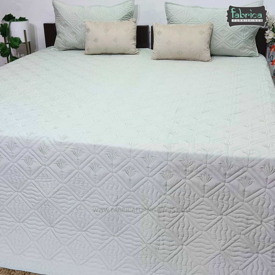 Monarch Quilted Embroidered 5 Piece Bedding Set