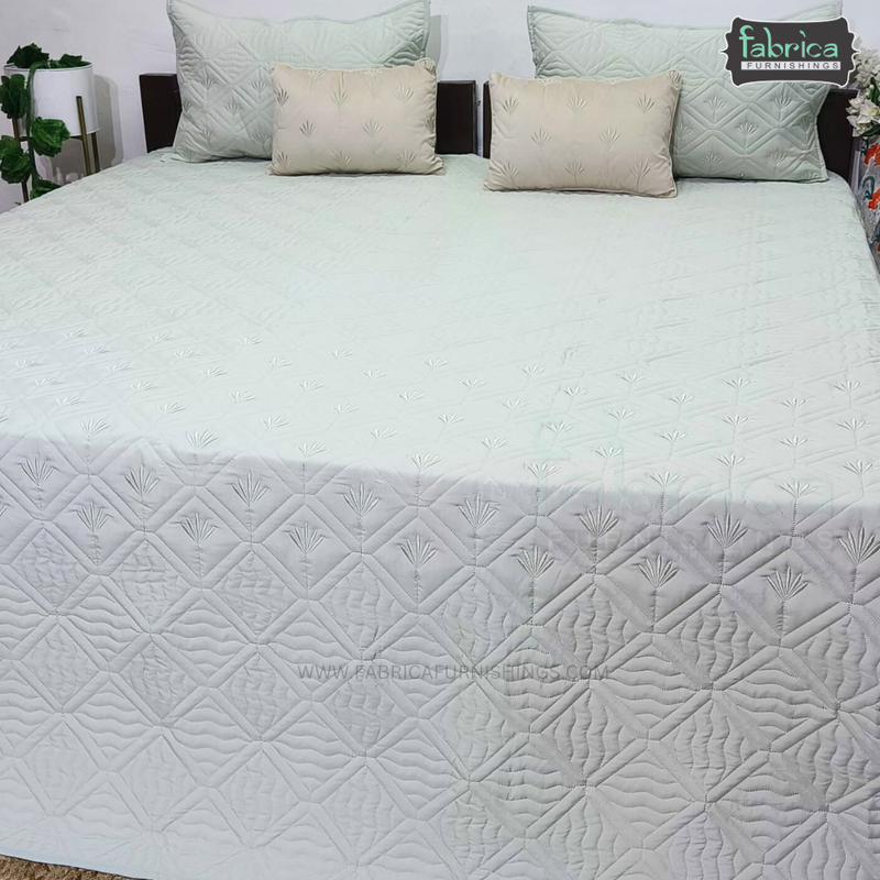Monarch Quilted Embroidered 5 Piece Bedding Set