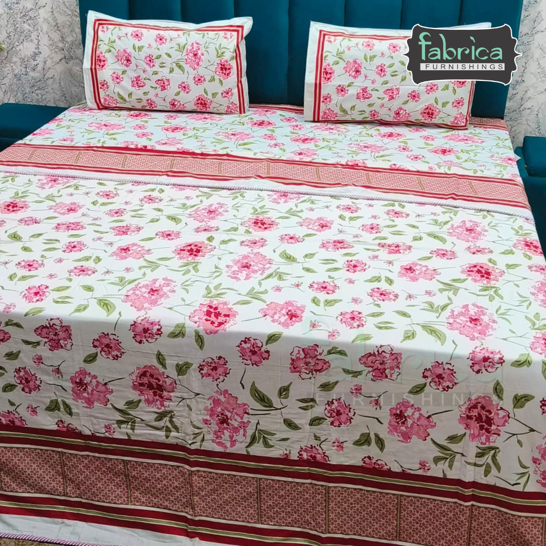 Discharge Printed Pure cotton King Size 4 pcs Bedding Set