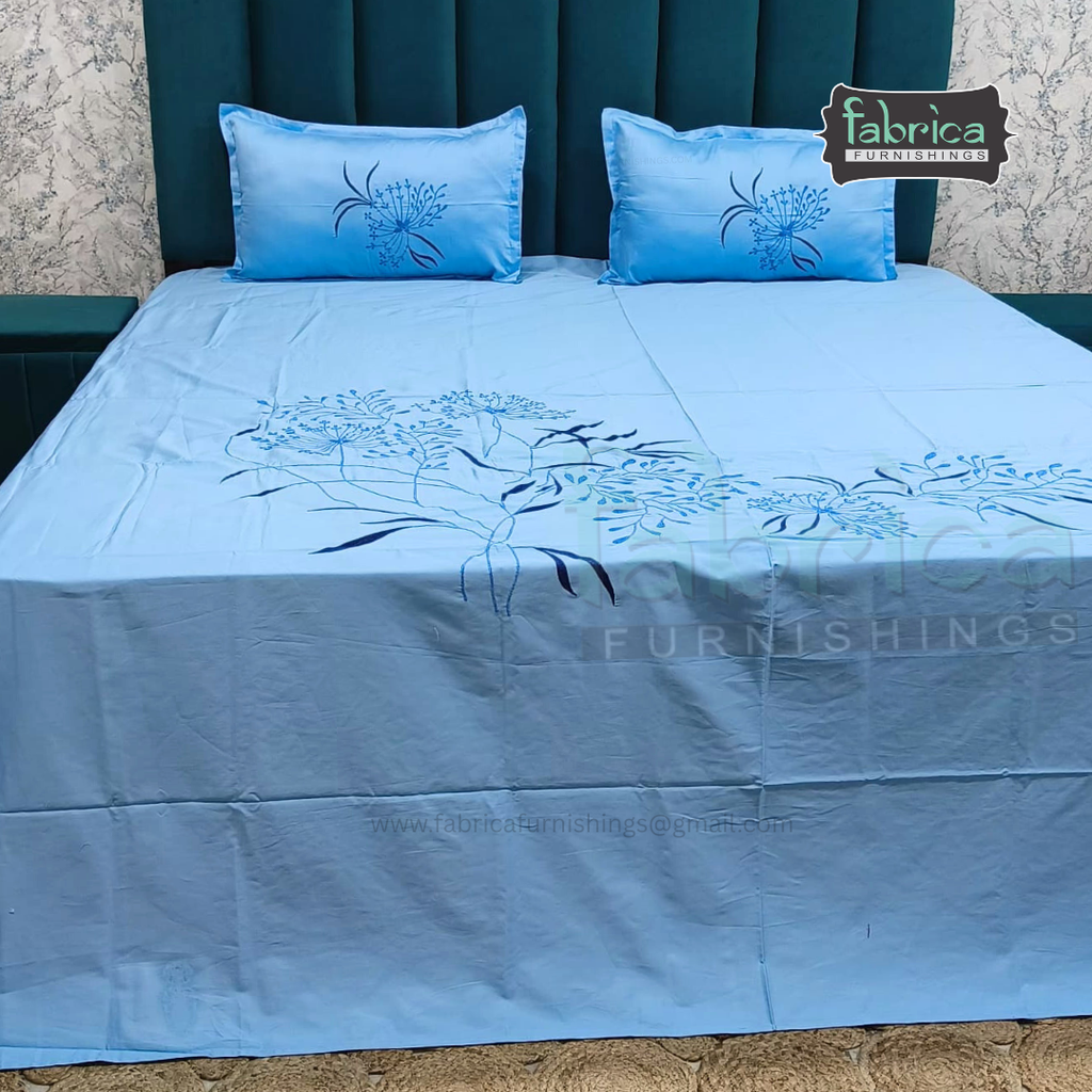 Fabby Home Decor Designer Kingsize Embroidered Bedsheet