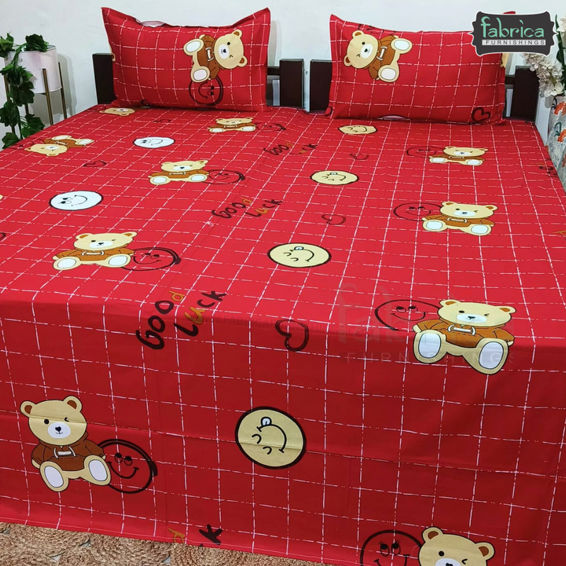 Fabby Home cartoon Print Cotton Double Bedsheet
