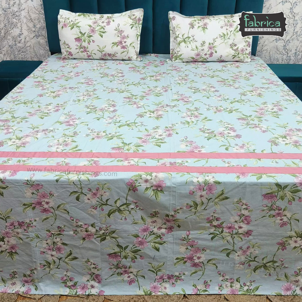 Floral Magic Printed Pure Cotton King Size Bedsheet Set