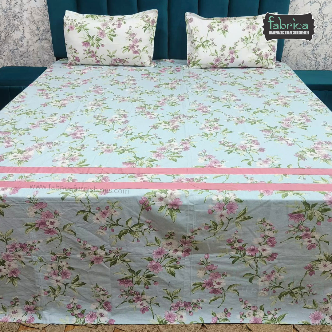 Floral Magic Printed Pure Cotton King Size Bedsheet Set